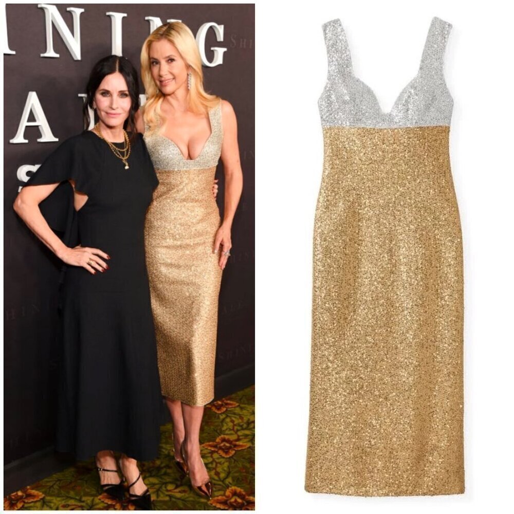 💕ST. JOHN💕 Bonded Scattered Sequin Knit Dress ~ Champagne/Copper 8 NWOT